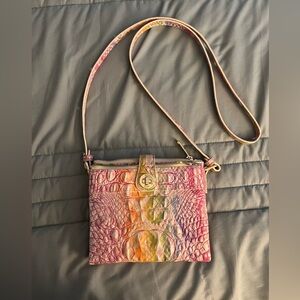 Brahmin Pink and Orange Crocodile Embossed Crossbody Bag